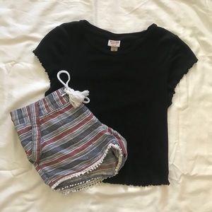 Red and Blue Striped Beach Shorts